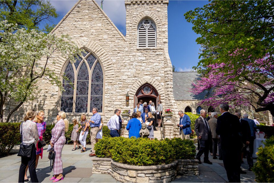 people entering the church
